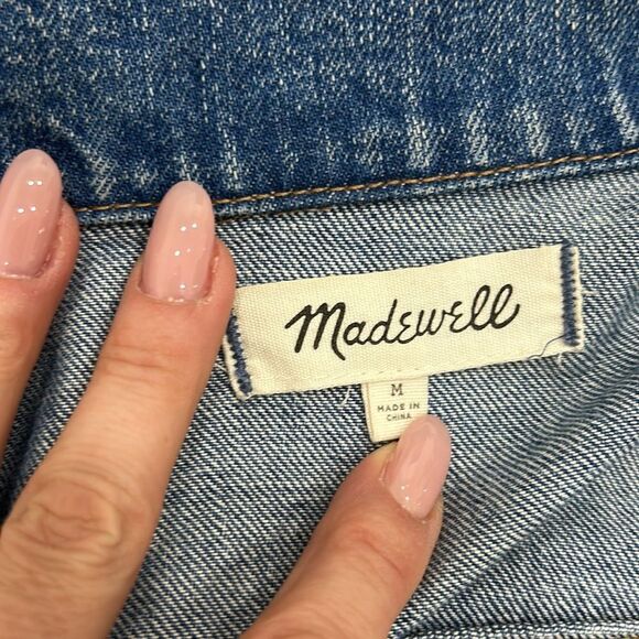 Madewell denim jean jacketed coat embroidered xobc - Picture 3 of 7